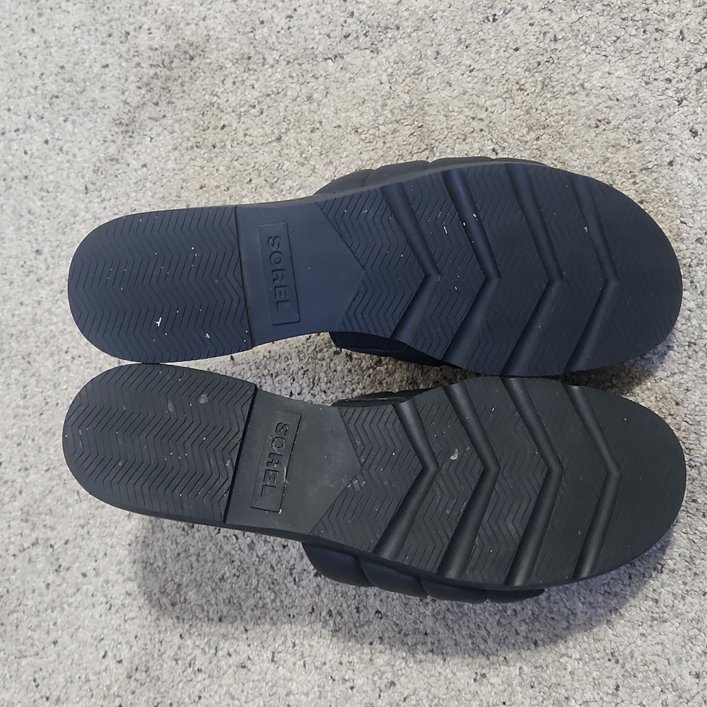 Sorel Ella III Slide Sandals Quilted Leather Slip On Flats Black Size 10.5 - Picture 12 of 14